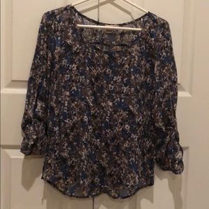 Blue/Gray/Cream blouse Forever 21 Size S